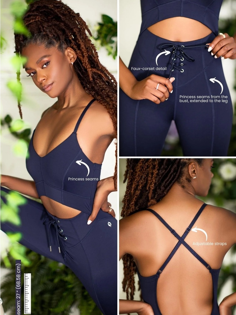 POPFLEX Navy Lace-Up Cutout Active Bralette & Leggings